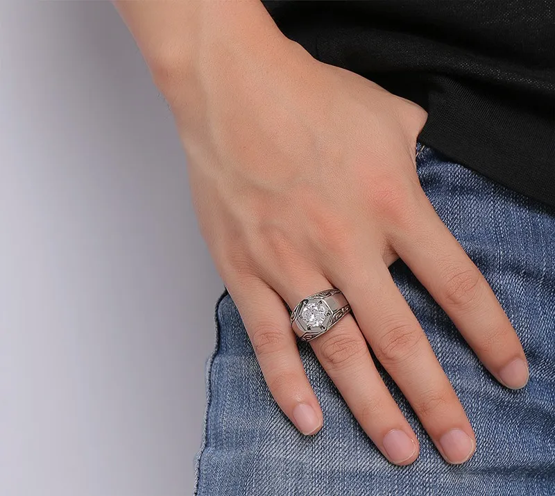 Изысканное кольцо из циркония классическое коктейльное мужское t-образное