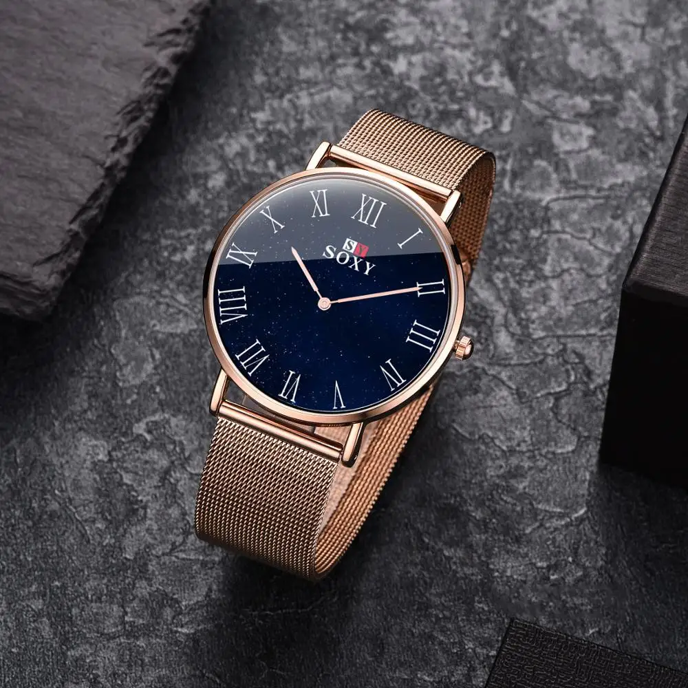 Женские ультратонкие часы SOXY простые модные наручные с звездным небом для женщин