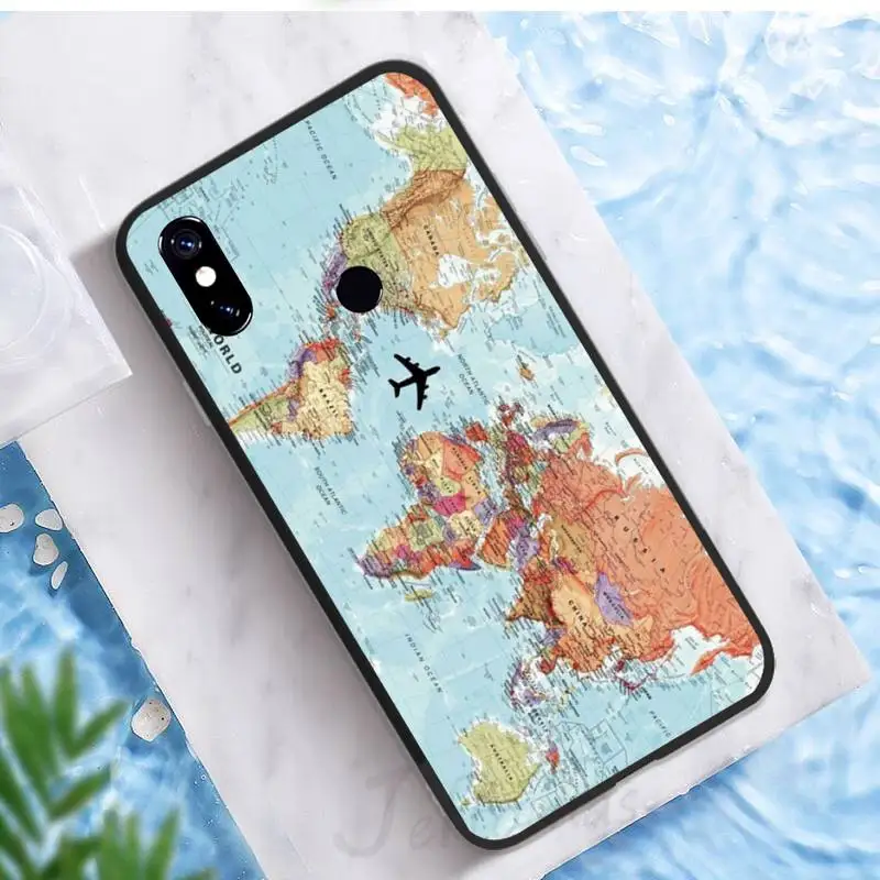 

World Map Travel Phone Case For Xiaomi Redmi note 7 8 9 t max3 s 10 pro lite