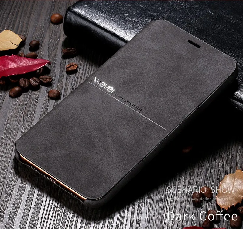Dark Coffee X-Level Роскошный кожаный чехол s для iPhone 11 Pro XS Max XR X 8 8 6 6S 7 Plus полный защитный деловой чехол - Цвет: Dark Coffee