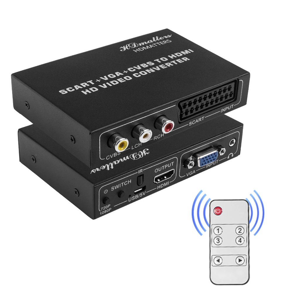 

RGB Scart to HDMI-compatible scaler Mixed inputs composite AV VGA Scart to Scaler HDMI-compatible Switch 720P/1080P for wii DVD
