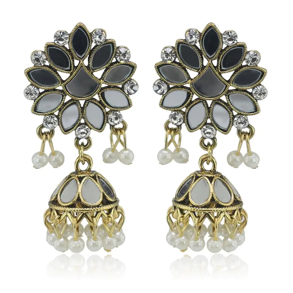 C Винтажные античные золотые индийские Jhumki Jhumka имитация жемчуга Серьги египетские богемные модные свадебные подарочные украшения для ушей - Окраска металла: C