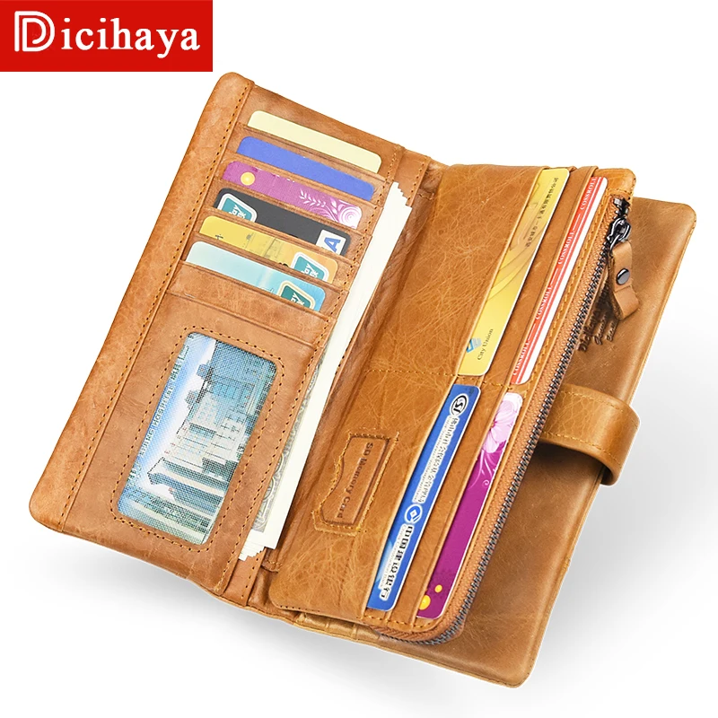 Длинный кошелек DICIHAYA на застежке популярный бумажник для карт деловой мужской из