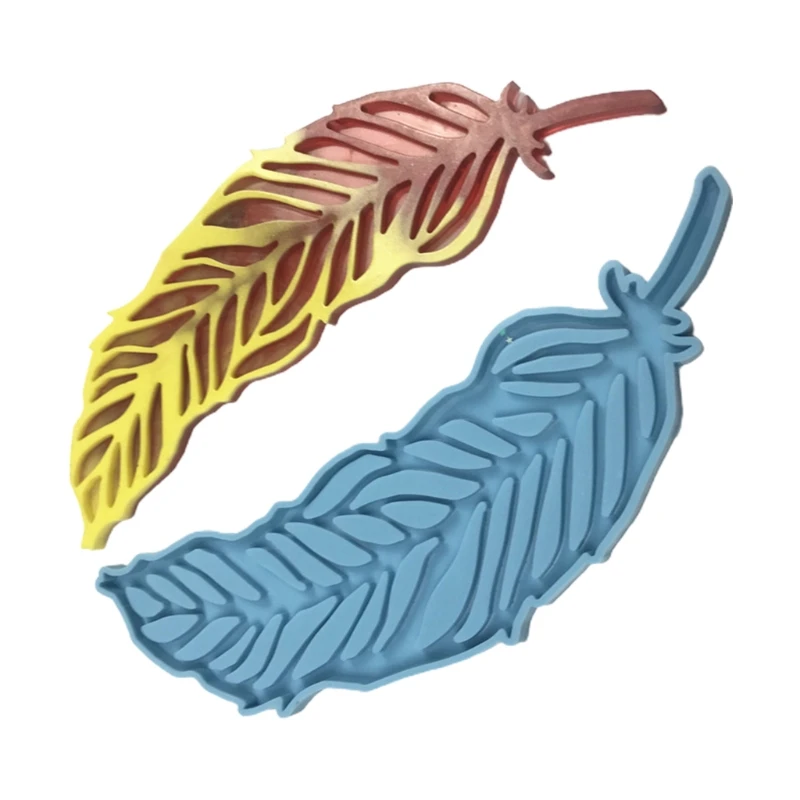 

2 Pcs Love Heart Tray Pad Feather Plate Epoxy Resin Mold Silicone Mould DIY Crafts Decorations Ornaments Casting Tools