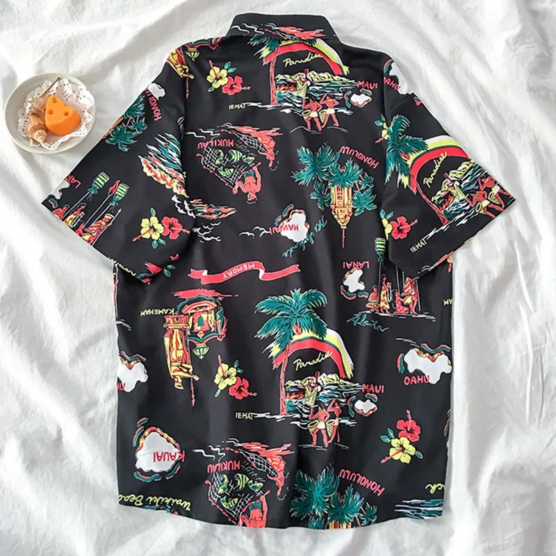 

Casual Print Blouse Summer Button Lapel Shirts Female Short Sleeve Blouses Loose Shirts
