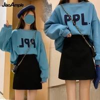 womens autumn winter two pieces set 2021 korean student casual loose letter sweatshirtmini skirts suit lady fashion streetwear