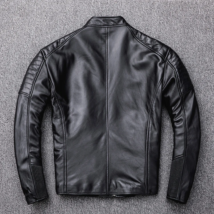 

soft shipping.style Free mens motor biker leather Jacket,man black genuine Leather coat.fashion homme slim sheepskin jackets