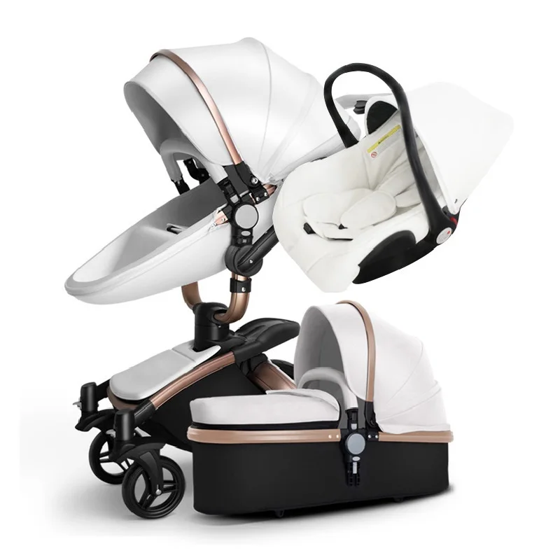 3 In 1 Baby Stroller Multifunction Luxury Baby Pram 3 In 1 Baby Carseat and Baby Carriage In Four Wheels