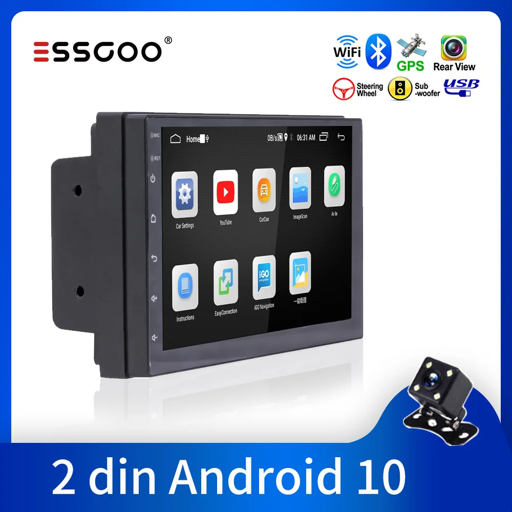 Автомагнитола ESSGOO мультимедийный плеер на Android 10 с 7 &quotэкраном GPS Bluetooth для Volkswagen