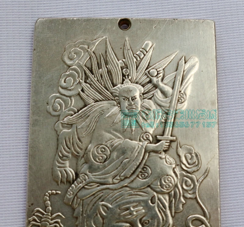 Chinese tibet Silver Bullion thanka Fengshui The gods abolish poison statue necklace pendant metal handicraft | Дом и сад