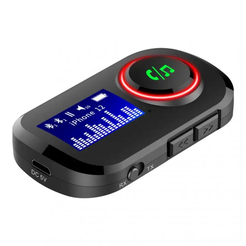 

T5 Bluetooth-compatible Receiver Transmitter With Display Built-in Battery 3.5mm AUX Audio Wireless Adapter Connector Receptor