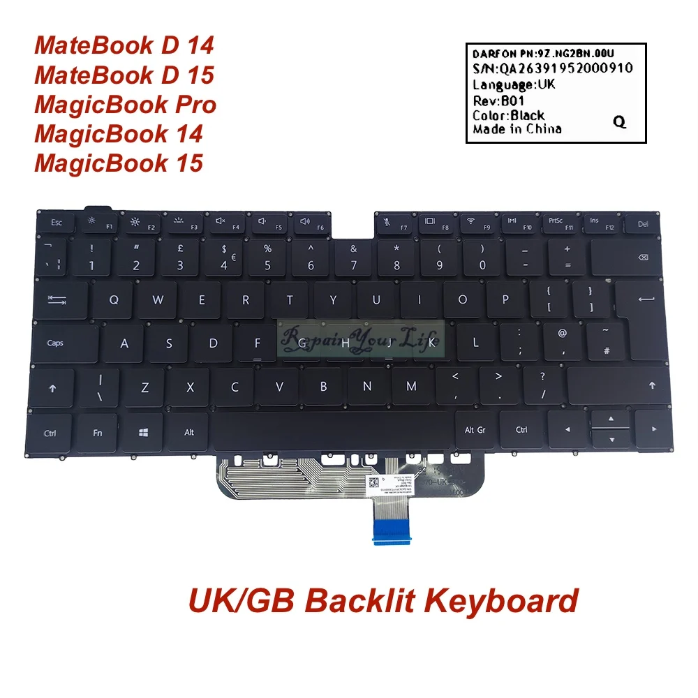 Laptop Spanish US UK Russian Backlit Keyboard Notebook PC Keyboards for Huawei MateBook D14 D15 Bob Boh WAQ9HNR WAQ9HNL WAP9HNR |
