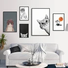 Мультяшные Милые Животные Кошки Играют В Баскетбол Картина на холсте настенные художественные Ретро плакаты и принты картина для бара магазина Декор детской комнаты