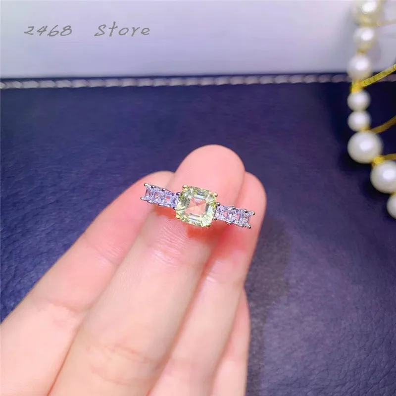 

New women's ring, 925 silver inlaid natural lemon crystal ring, simple atmosphere, a gift for girlfriend