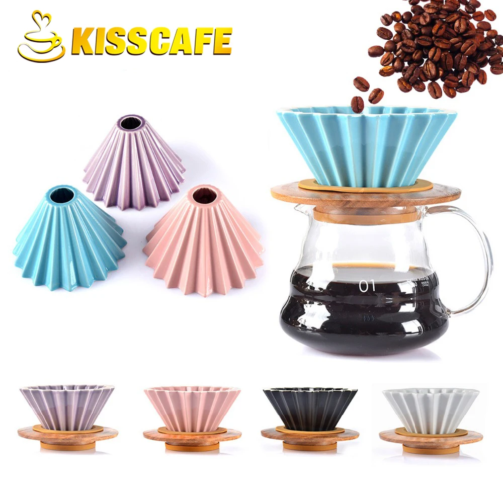 

Flowers Ceramic Coffee Cup Espresso Coffee Filter Cup Origami Filter Cups V60 Funnel Drip Hand Cup Filters Coffee Accessories