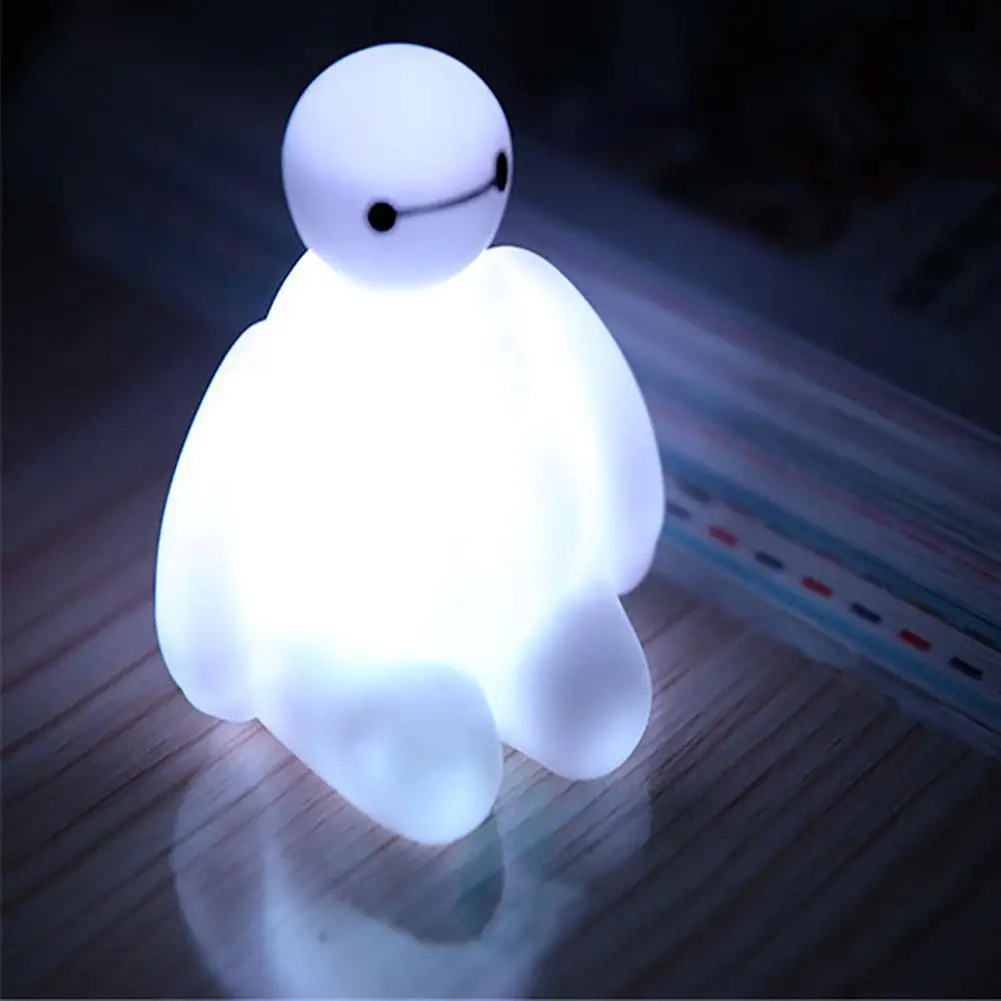Мультяшный Ночной светильник переключатель Baymax светодиодная лампа портативный