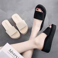 xmistuo summer women slippers no slip fabric upper sandals outside slippers 3 5 7cm low heels plus size beach ladies shoes