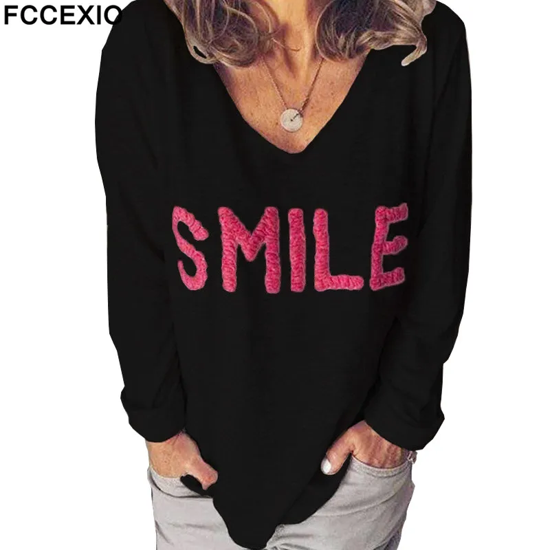 Новинка Женская Толстовка FCCEXIO свободные свитшоты с длинным рукавом женские