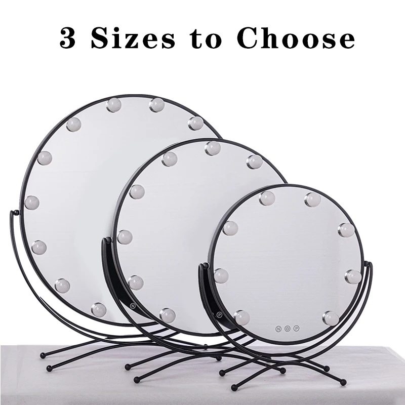 

Makeup Vanity Mirror with Light Hollywood Style Touch Screen Cosmetic Mirror with Dimmable LED Bulbs 3 Color Lighting Round