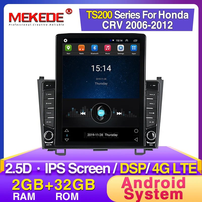 Мультимедийный плеер MEKEDE Tesla 2din автомобильный DVD для Honda CRV CR V 2006 2012 Авторадио GPS