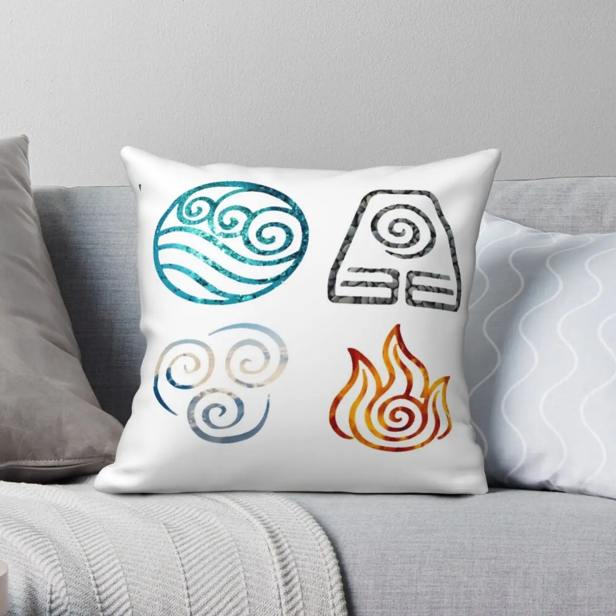 

Avatar The Last Airbender Element Symbols Pillowcase Polyester Linen Velvet Printed Zip Decor Sofa Cushion Cover 18"