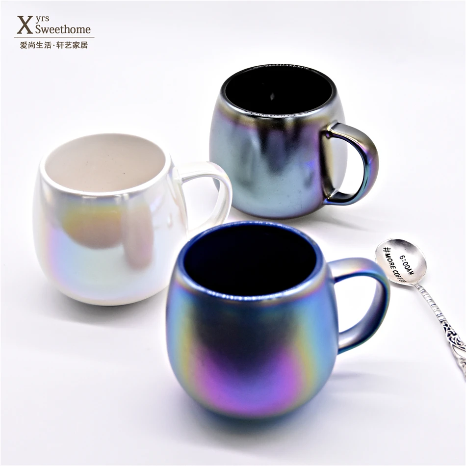 Керамическая чашка с перламутровой глазурью простая Скандинавская молочная