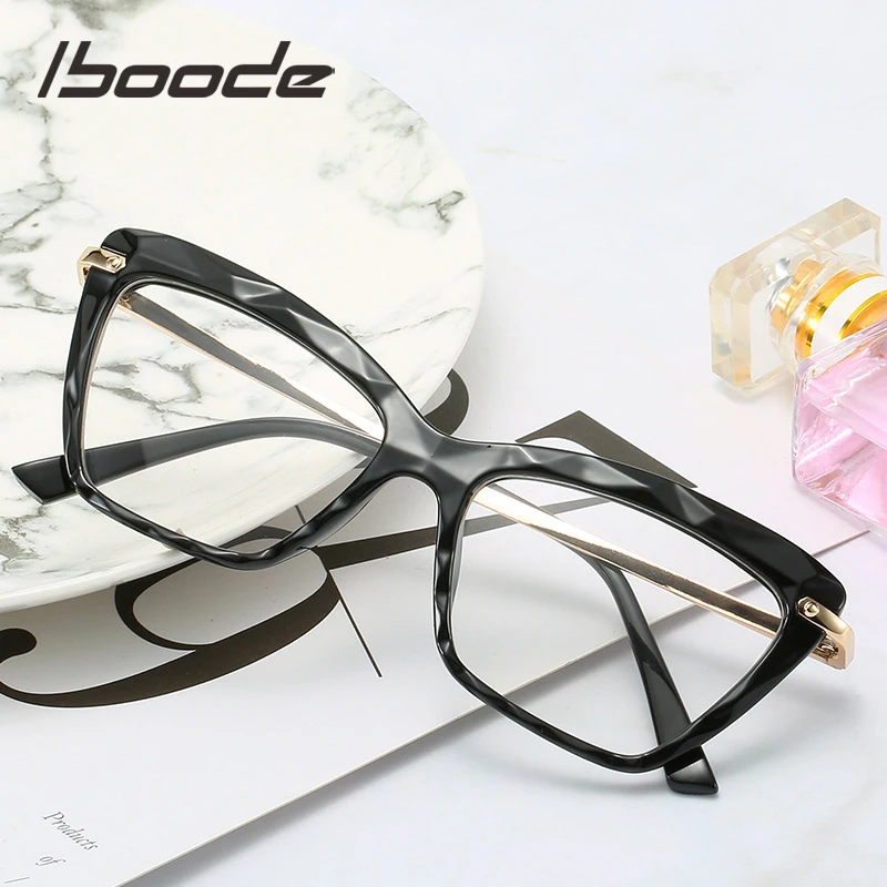 Iboode Алмазная текстура очки женские модные сексуальные кошачий глаз оптические