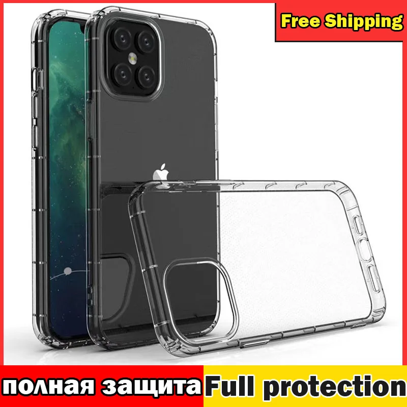 Противоударный бампер прозрачный силиконовый чехол для телефона iPhone 13 X XR XS Max 8 7 6S