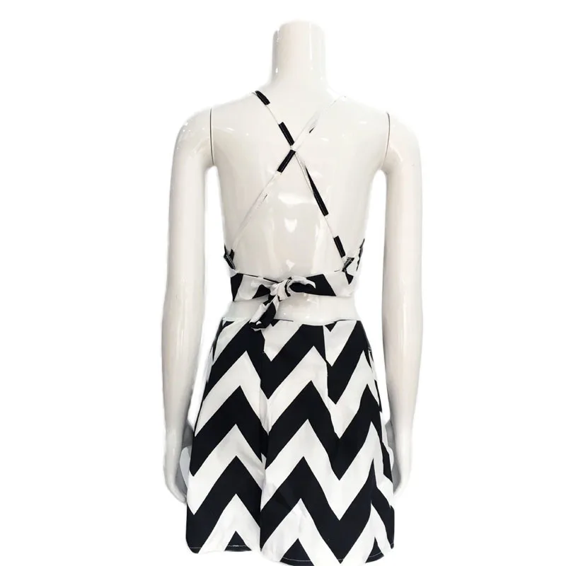 Модный женский костюм сексуальный топ и шорты на молнии комплект в полоску