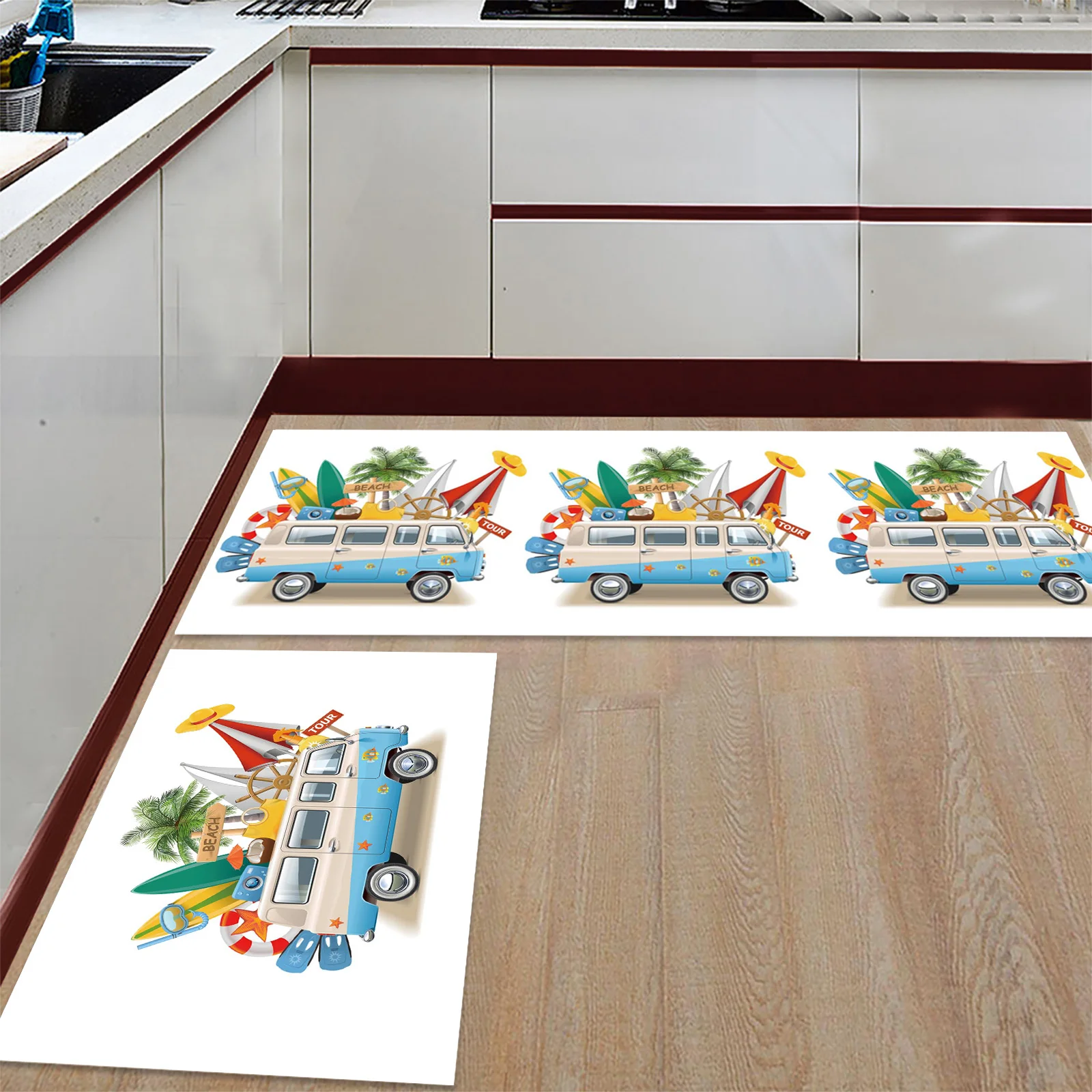 Автомобильный коврик для серфинга с кокосовым деревом кухонный