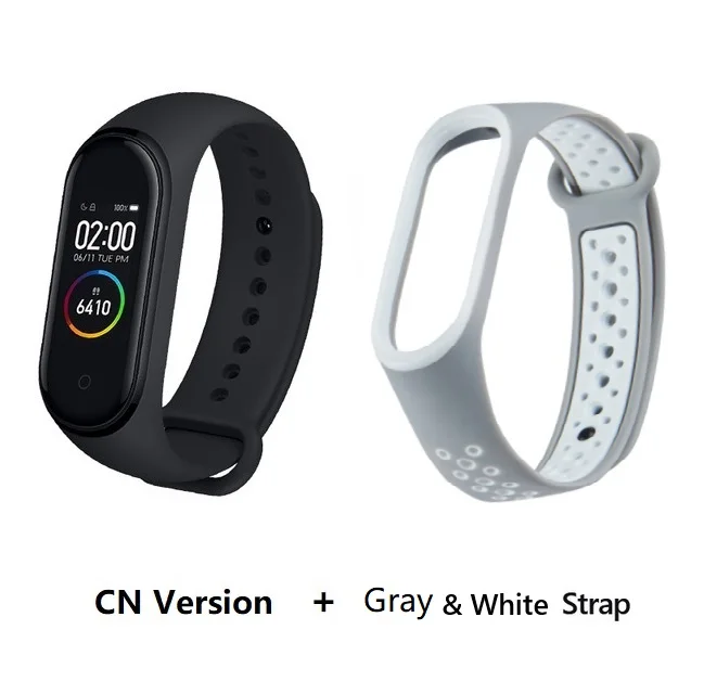 CN gray white Глобальная версия Xiaomi Mi Band 3 Смарт-Браслет фитнес-браслет 3 большой сенсорный экран сообщение частота сердечных сокращений Smartband - Цвет: CN gray white