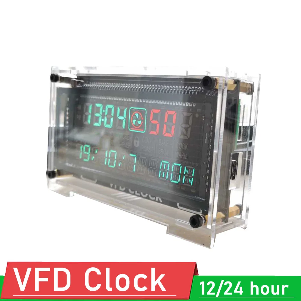 

Desktop VFD Clock VFD Digital LED Clock Creative Home Clock Ambient Light VFD screen 12/ 24-hour minute / second /day / week