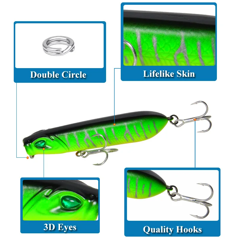 

1PCS Pencil Winter Ice Fishing Lures 8/10cm 12.5/18g Topwater Hard Jig Wing With Lead Pike Carp Bass Baits Crankbait Trolling