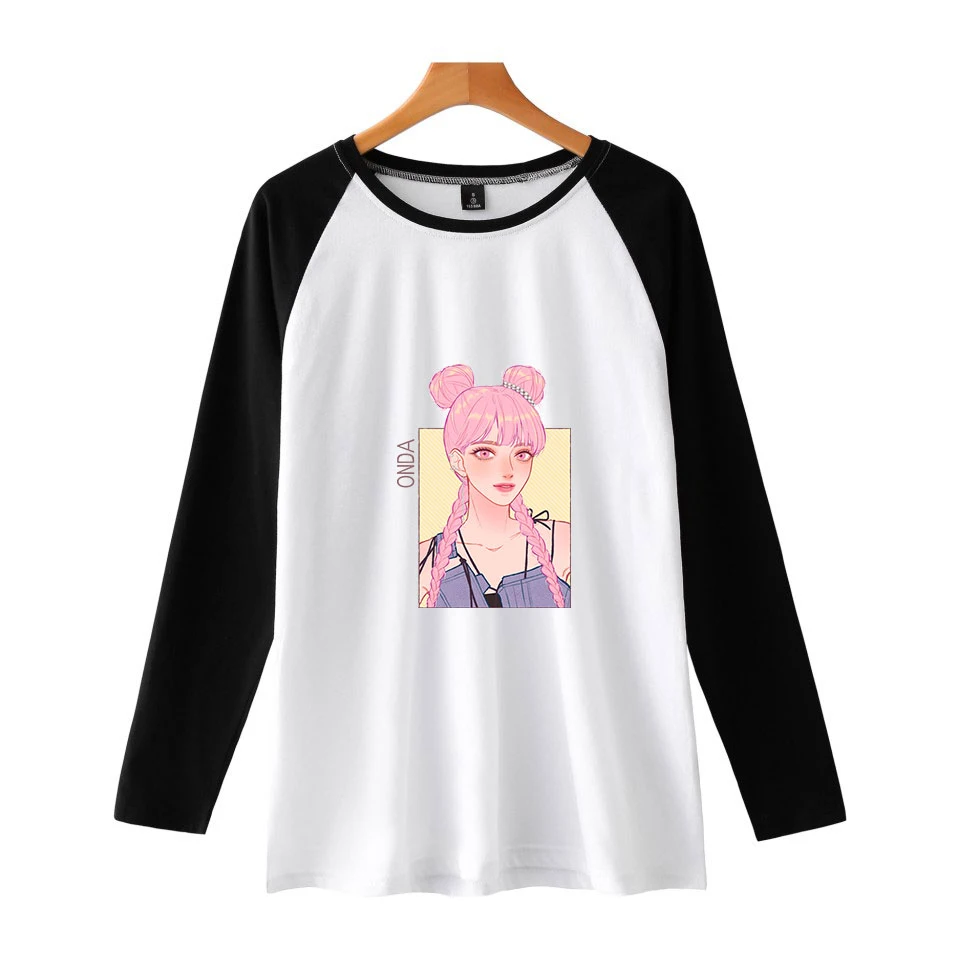 Harajuku Everglow Kpop реглан футболка с длинными рукавами Новая корейская стильная модная