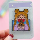 Значок Сейлор Мун Usagi съедает раньше, милая аниме-девочка, мультяшный эмалированный значок, рюкзак, аксессуары для одежды, модные ювелирные изделия в подарок