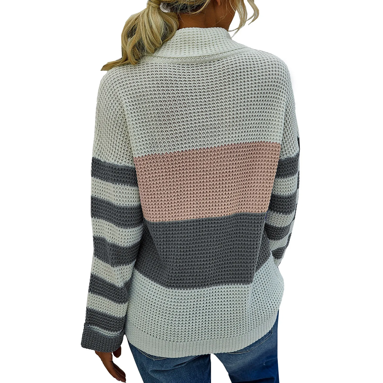 Женский вязаный свитер с круглым вырезом Свободный Повседневный в стиле ретро