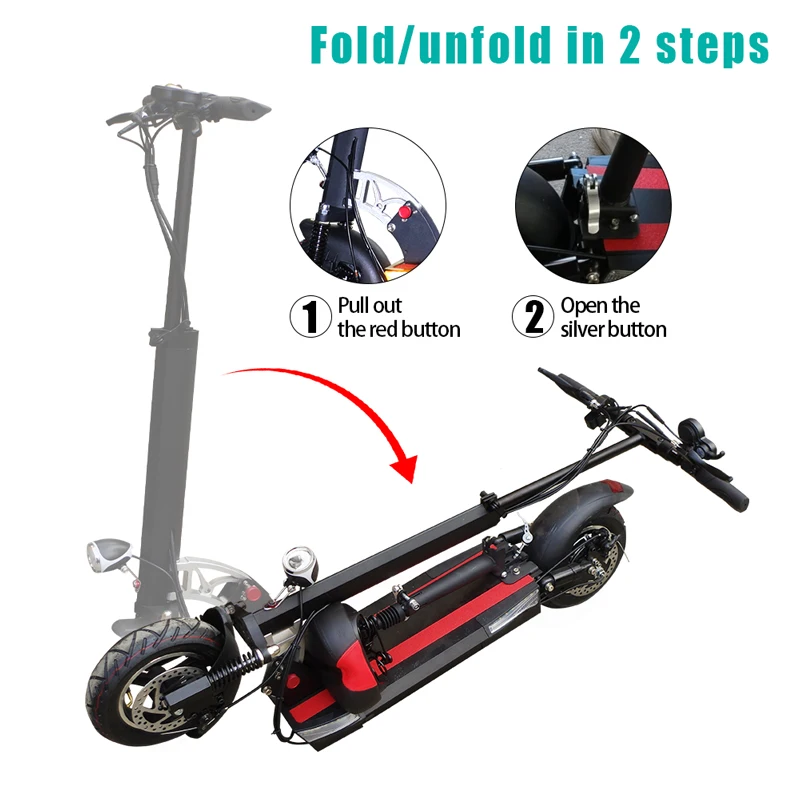 

800w Motor Scooter 48v Foldable Electric Scooters Adults with Seat 26AH E Scooter Battery 100KM Max Distance EU RU USA No Tax