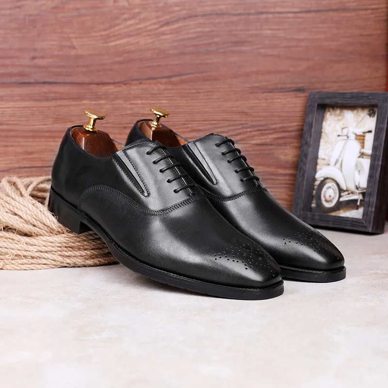 Мужские туфли оксфорды из зернистой кожи DESAI черные формальные в британском