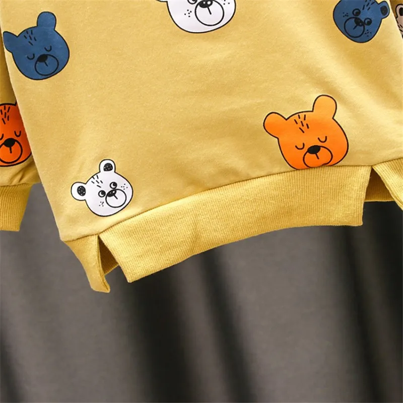 

Kids Sweatshirts Girls Long Sleeves Autumn Winter Tops Cartoon Bears Printed Lovely Hoodies Pullover T-shirt Children Clothes