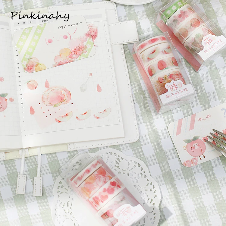 Милый персик серии закуски торт напитки Васи клейкие ленты DIY Скрапбукинг