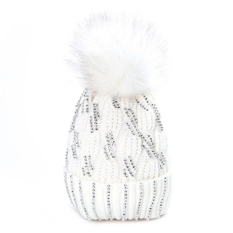 Женская Гламурная зимняя шапка в полоску хлопковая вязаная модная теплая