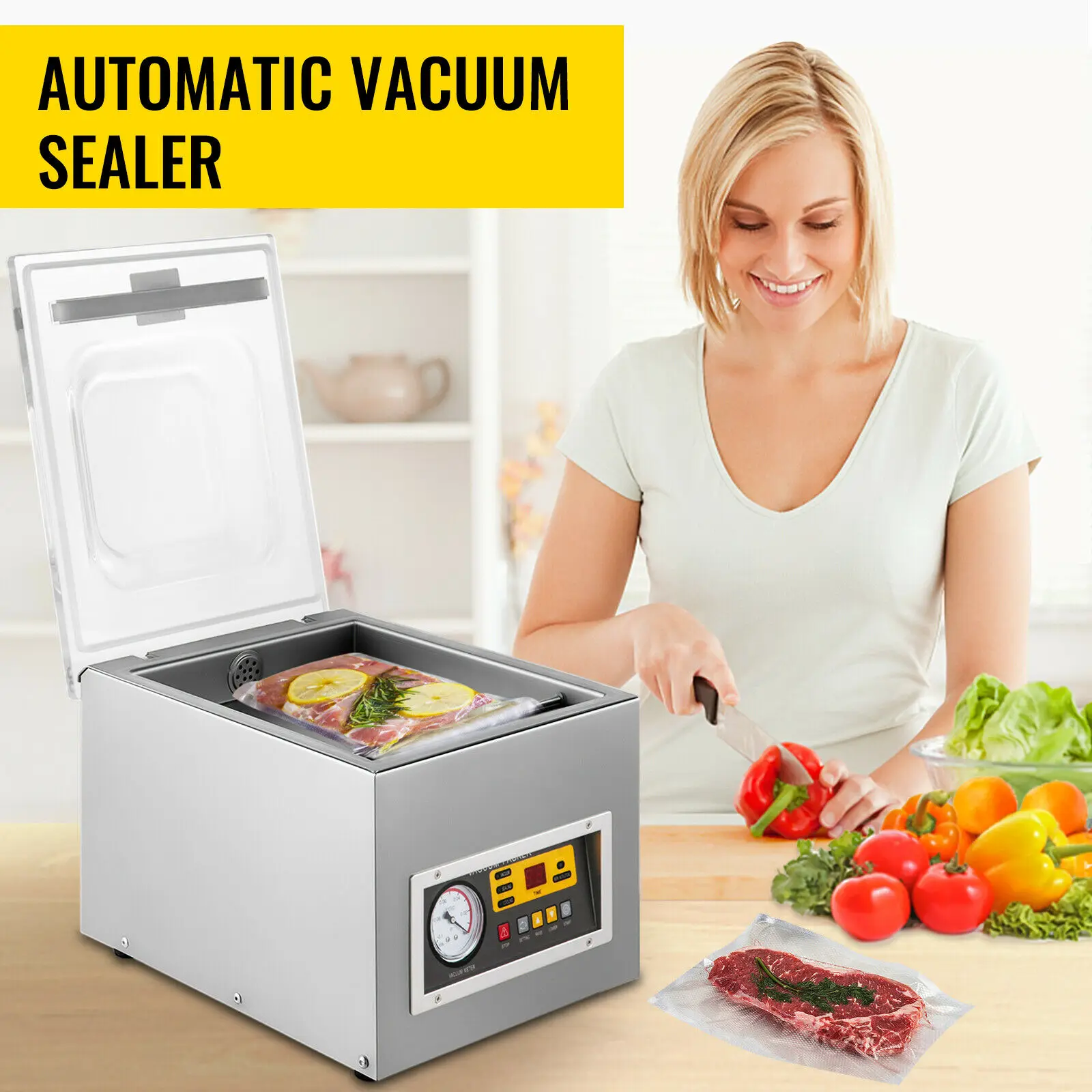 

Food Vacuum Packing Machine Commercial Chamber Vacuum Sealer DZ-260S Kitchen Meat Bag Packaging Food Saver Sealing Machine