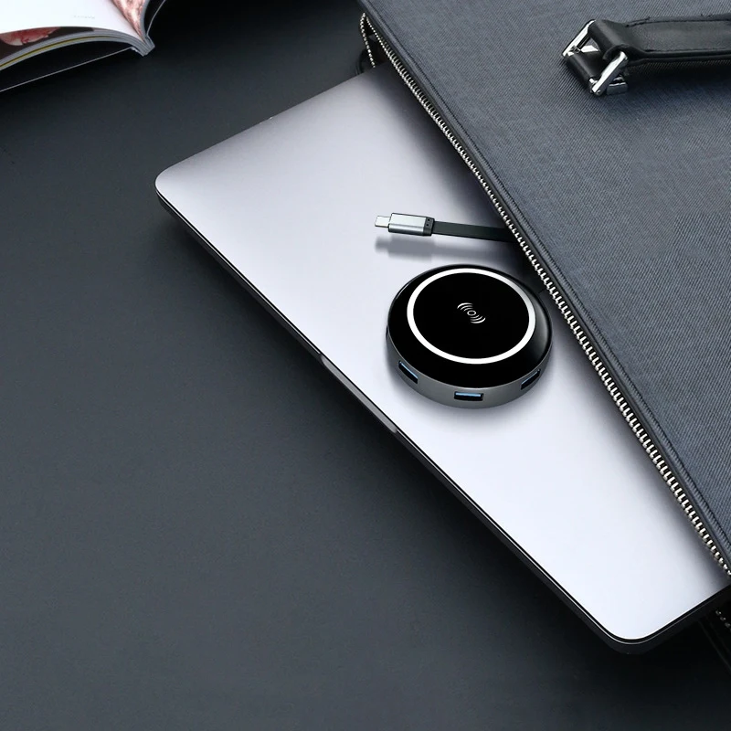 Многофункциональный usb-хаб адаптер 9 в 1 USB C концентратор гигабит RJ45 4K HDMI QI