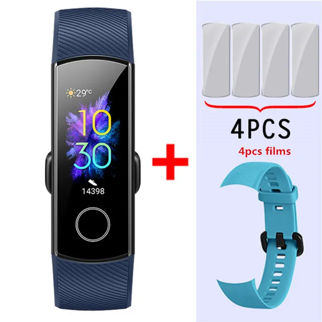 blue add sky blue Умный Браслет huawei Honor Band 5, Оксиметр крови, кислород, волшебный цвет, сенсорный экран, для плавания, для обнаружения сердечного ритма, сна, сна - Цвет: blue add sky blue