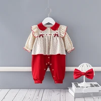 girls rompers newborn cotton peter pan collar baby clothes princess jumpsuit infant clothes outfits with hairband 0 18month