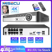 misecu h 265 4ch 8ch 1080p 5mp 8mp 4k ultra hd poe nvr network face detect up to 16ch video recorder for security poe ip camera