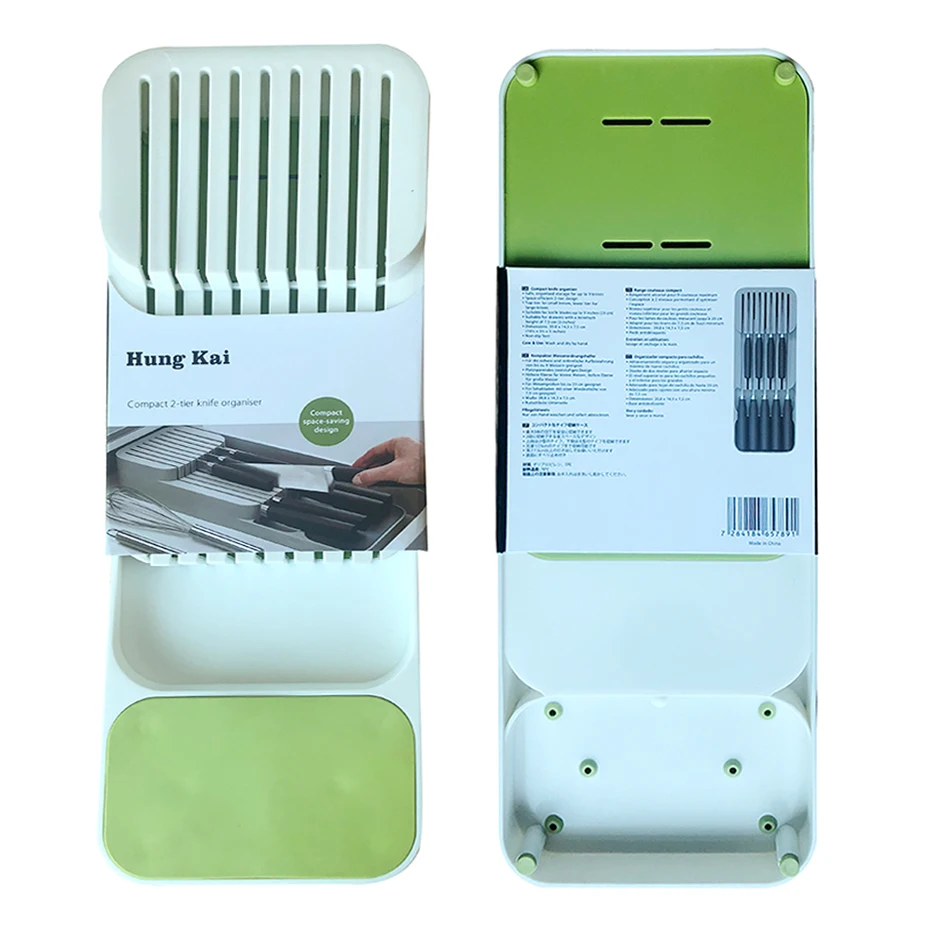 

Plastic Knife Block Holder Drawer Knives Forks Spoons Storage Rack Knife Stand Cabinet Tray Kitchen Organizer