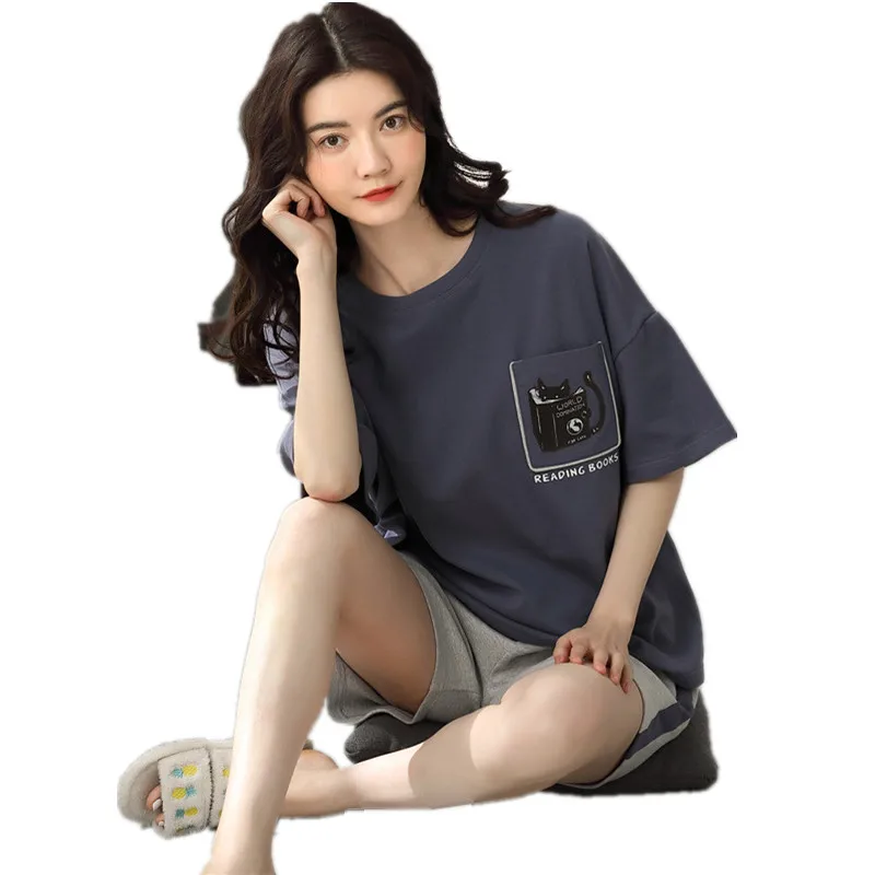 2021 новый летний костюм с шортами домашний Хлопковая женская домашняя одежда