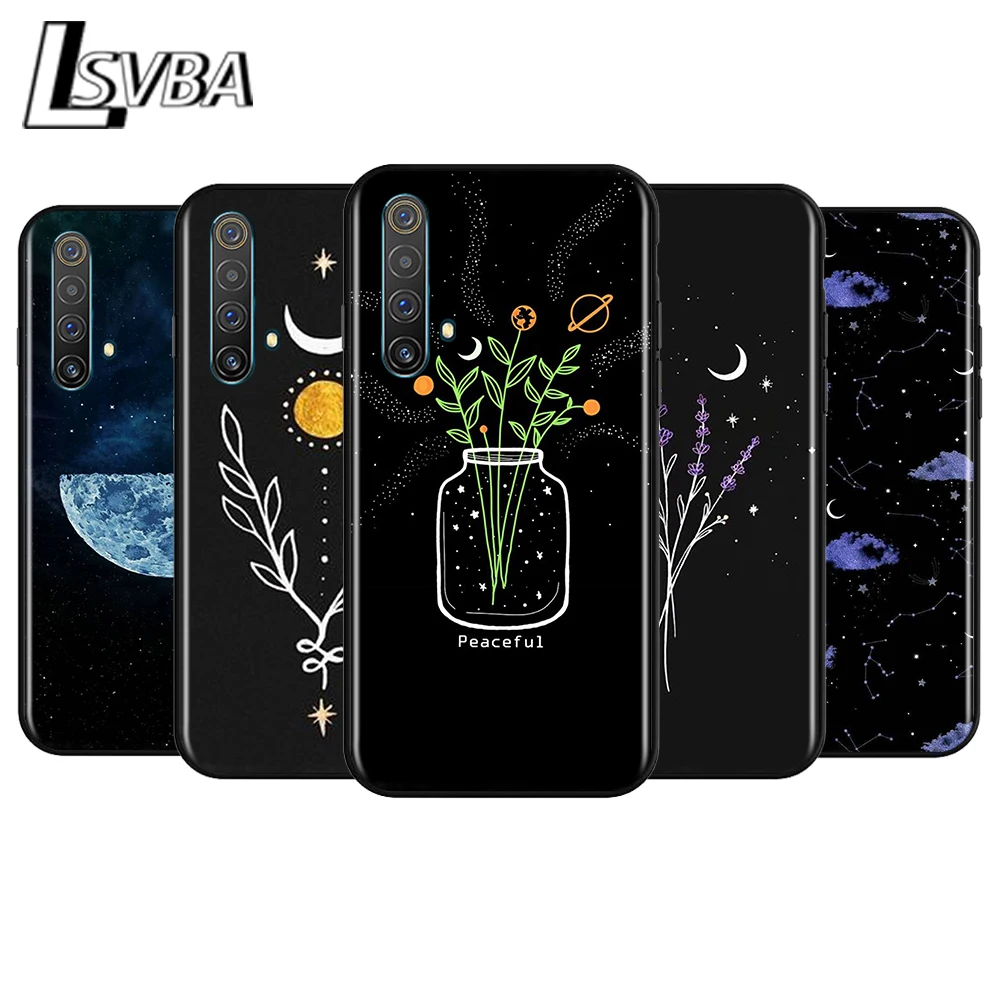 

Moon Stars Planet Shockproof Cover for OPPO Realme7 7i 6 5 3 2 Pro C1 C2 Black Phone Case Shell Soft Fundas Coque Capa