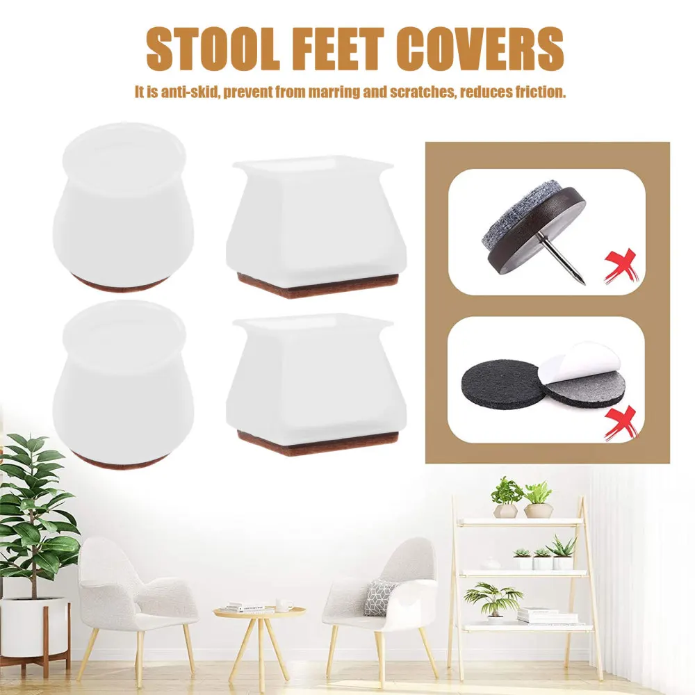 

24Pcs Chair Leg Covers Square Round Table Leg Covers Stool Foot Protector